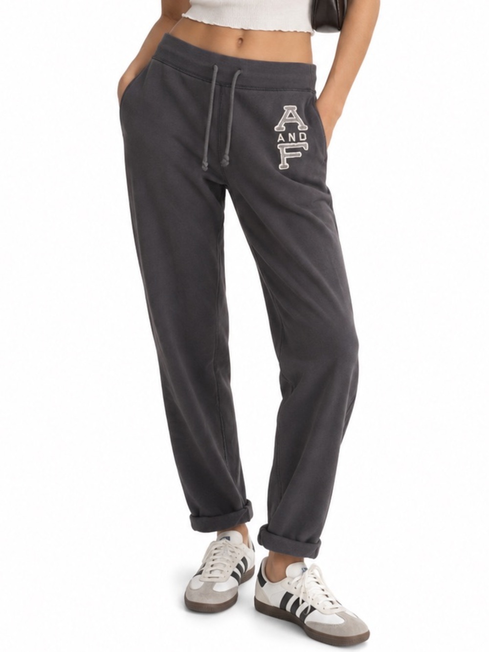 Y2K Vintage Abercrombie and Fitch Logo Sweat Pants Drawstring 3D applique 2000s